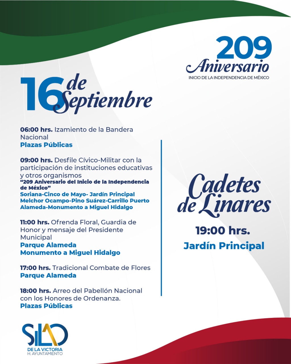 PresidenciaMunicipal invita a disfrutar fiestas patrias con la presentación de la Sonora Dinamita y los Cadetes de Linares 